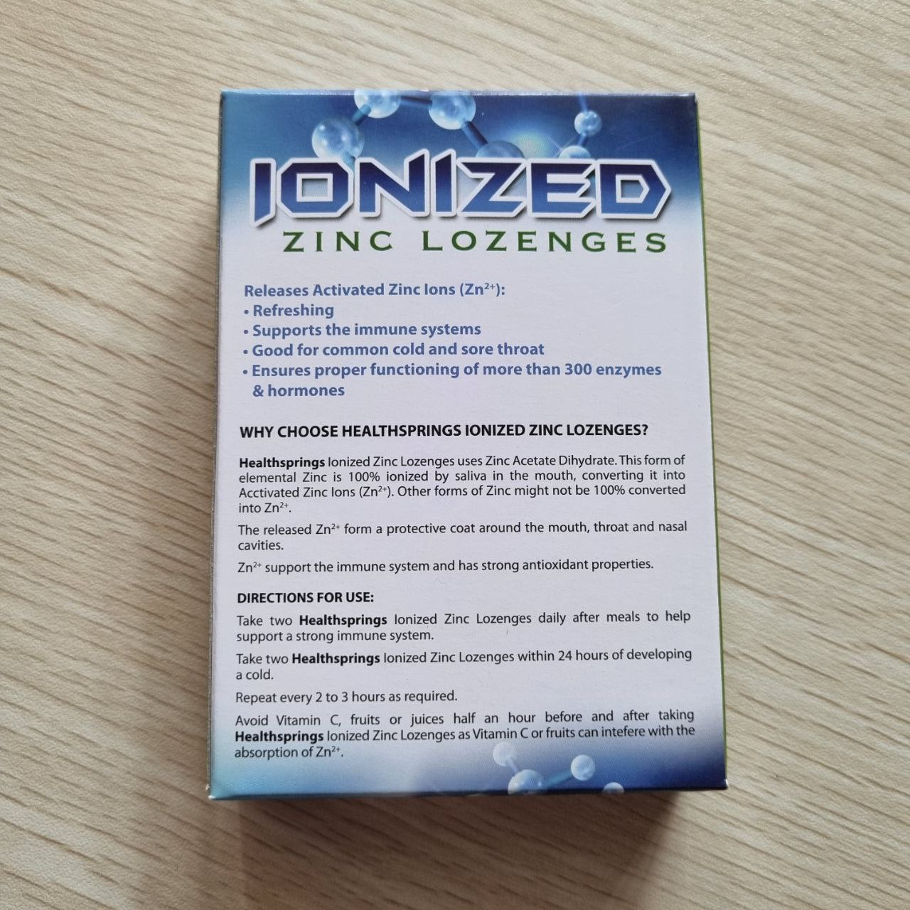 Ionized Zinc Lozenges